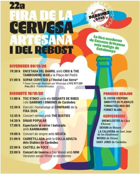 Cartell de 22a Fira de la Cervesa Artesana i del Rebost de Pardines 2026