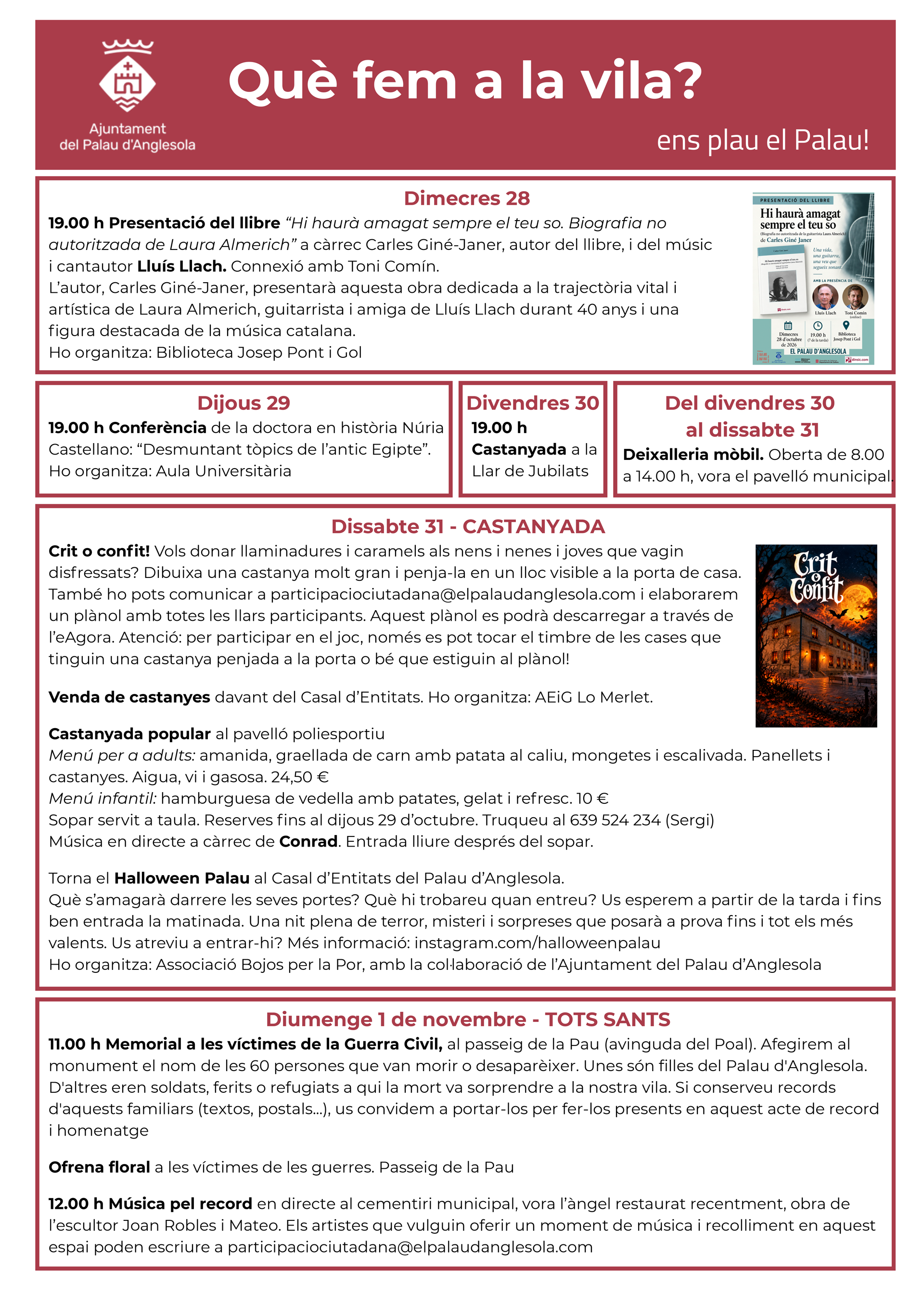 Cartell o programa de l’activitat de Halloween Palau2026