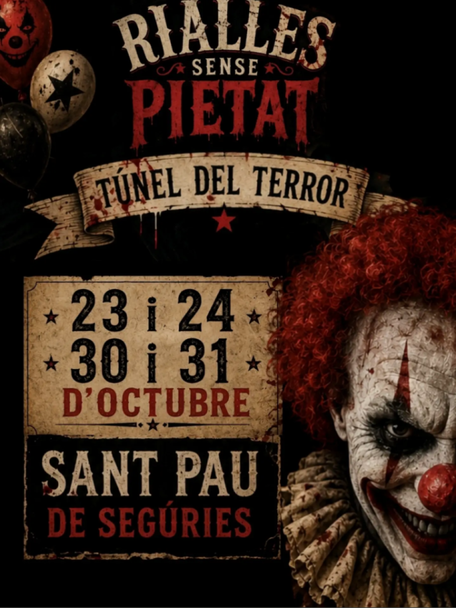 Cartell o programa de l’activitat de Rialles sense pietat: Túnel del Terror2026