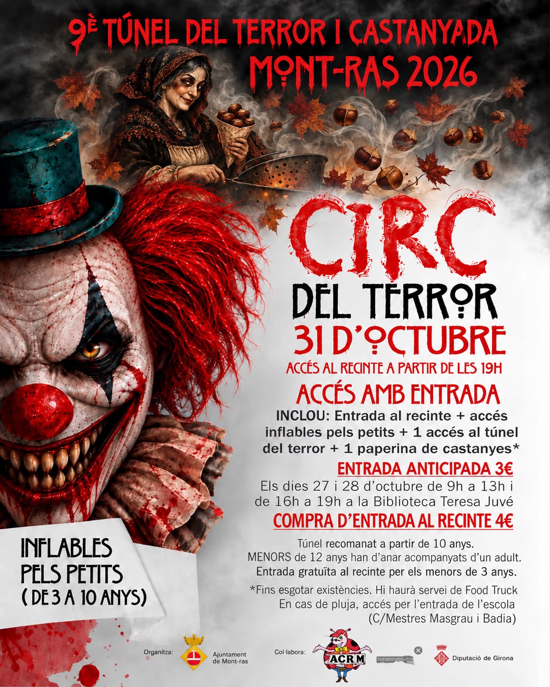 Cartell o programa de l’activitat de Circ del Terror: Túnel del Terror i Castanyada2026