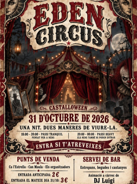 Cartell o programa de l’activitat de Castalloween: Eden Circus2026