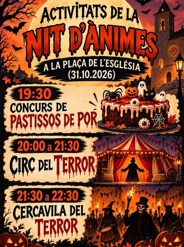 Cartell o programa de l’activitat de Nit d’ànimes: Circ del Terror i cercavila2026