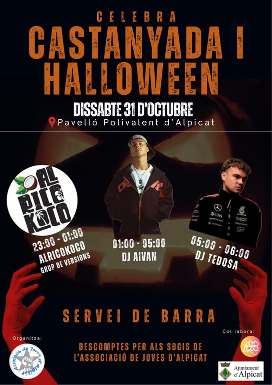 Cartell o programa de l’activitat de Festa de Castanyada i Halloween al Pavelló Polivalent2026