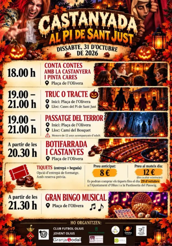 Cartell o programa de l’activitat de Castanyada: truc o tracte i passatge del terror2026