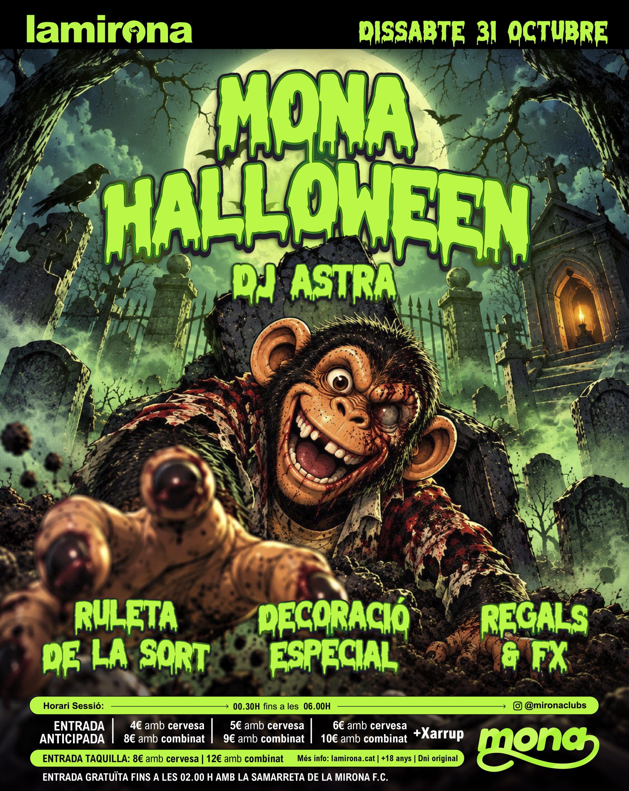 Cartell o programa de l’activitat de La Mona Halloween — DJ Astra2026