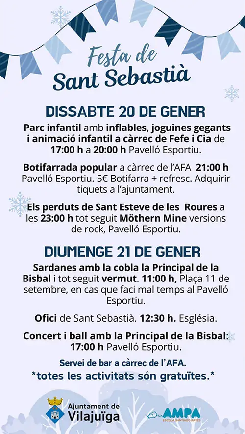Festa de Sant Sebastià Vilajuïga 20 i 21 de gener 2024