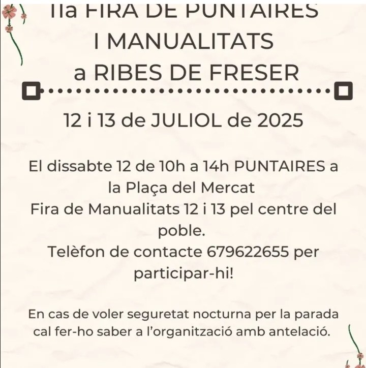 11a Fira de Manualitats i de Puntaires de la Vall de Ribes